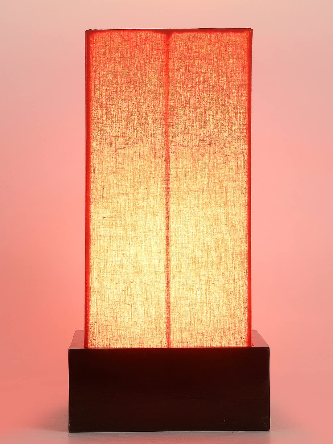 Orange Cotton Table lamp with Wood Brown Base