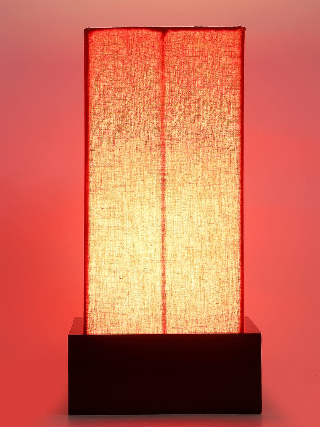 Orange Cotton Table lamp with Wood Brown Base