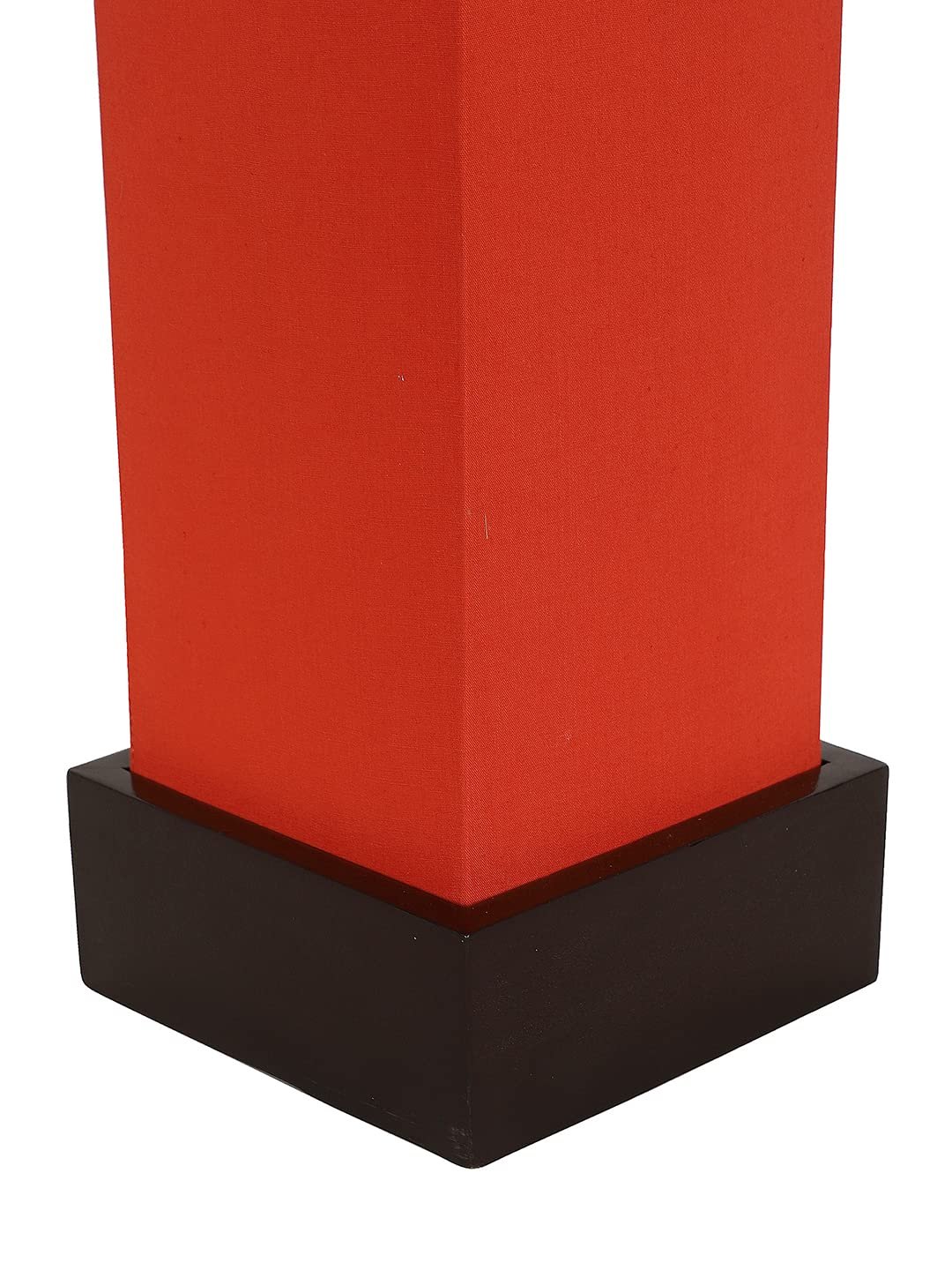 Orange Cotton Table lamp with Wood Brown Base