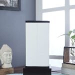 Multicolor Cotton Table lamp with Wood Brown Base