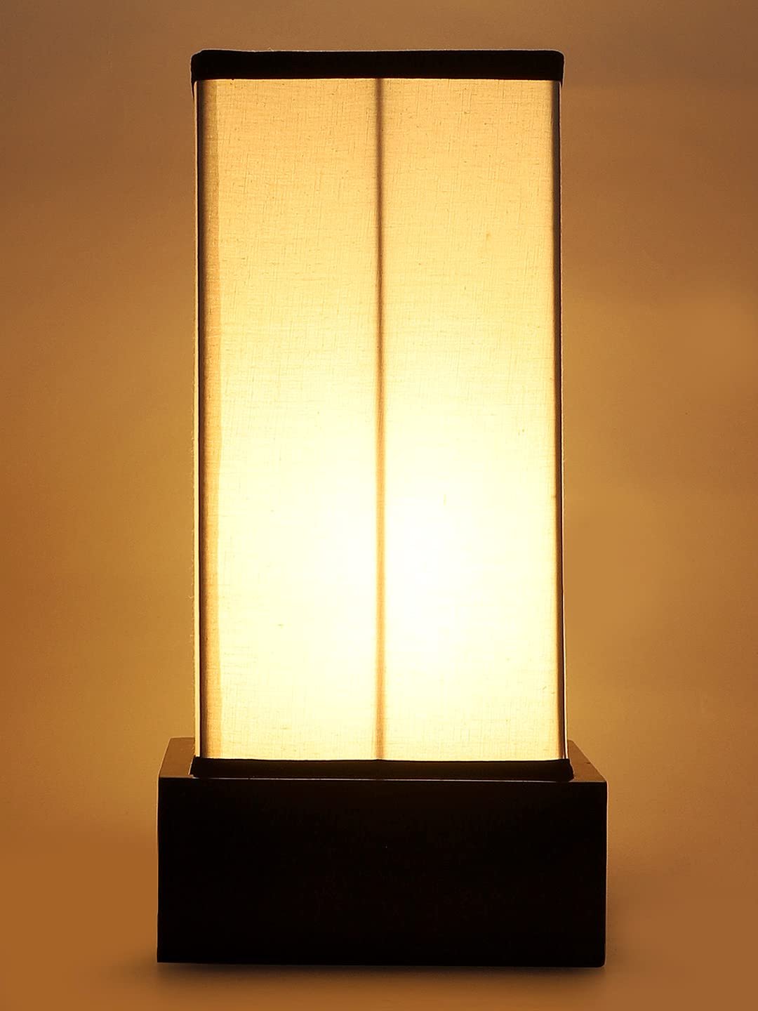 Multicolor Cotton Table lamp with Wood Brown Base