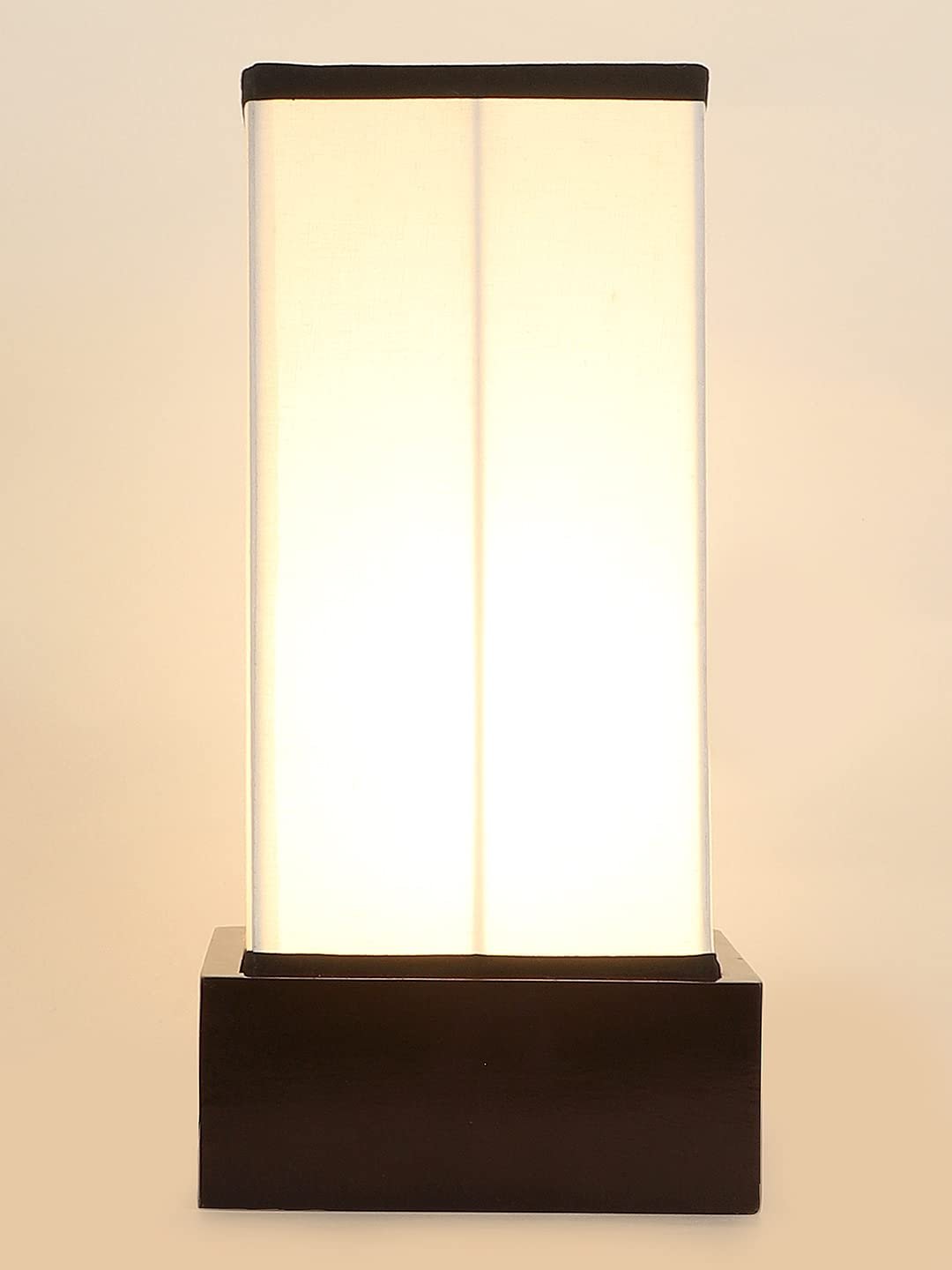 Multicolor Cotton Table lamp with Wood Brown Base