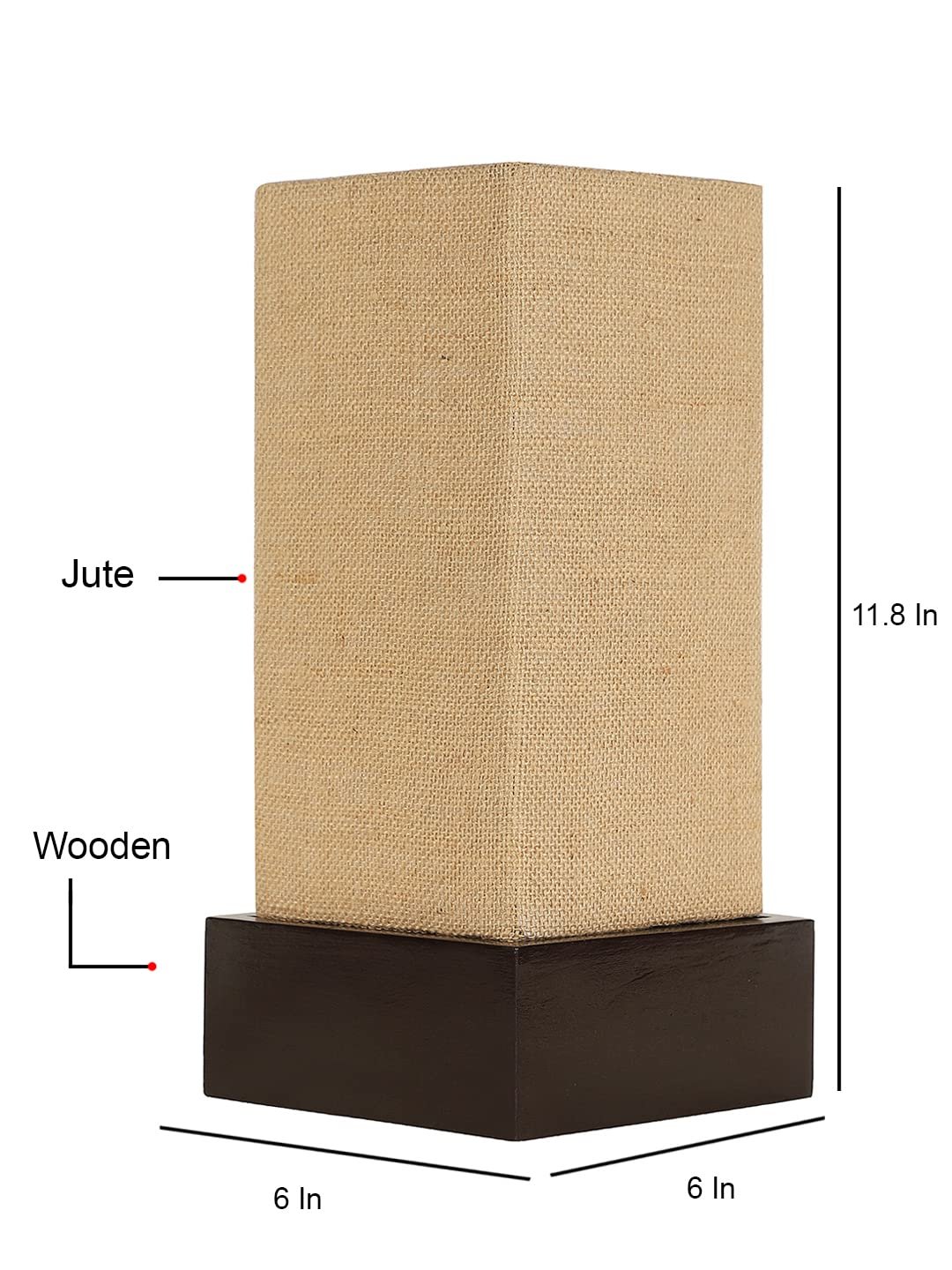 Beige Jute Table lamp with Wood Brown Base
