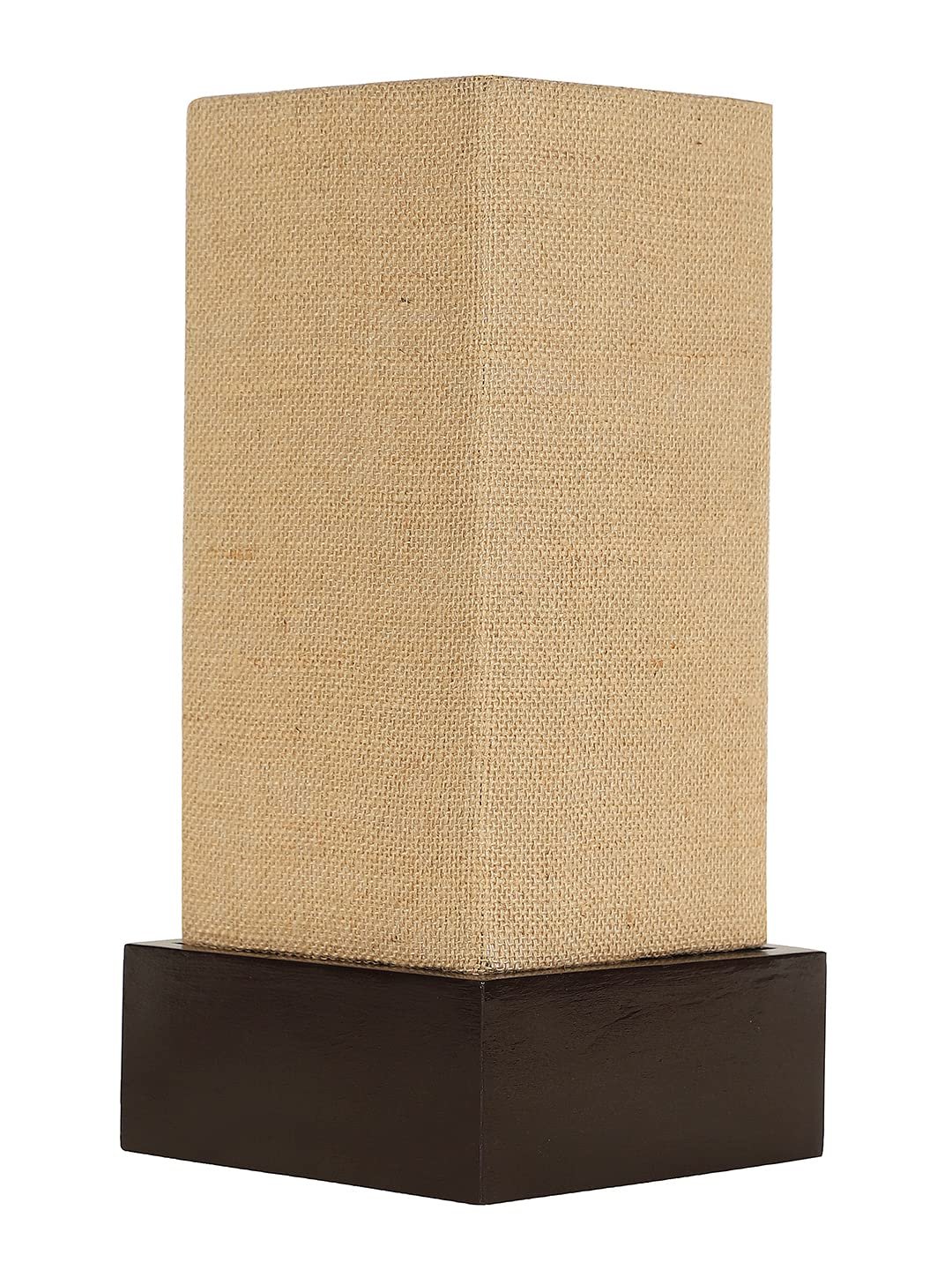 Beige Jute Table lamp with Wood Brown Base