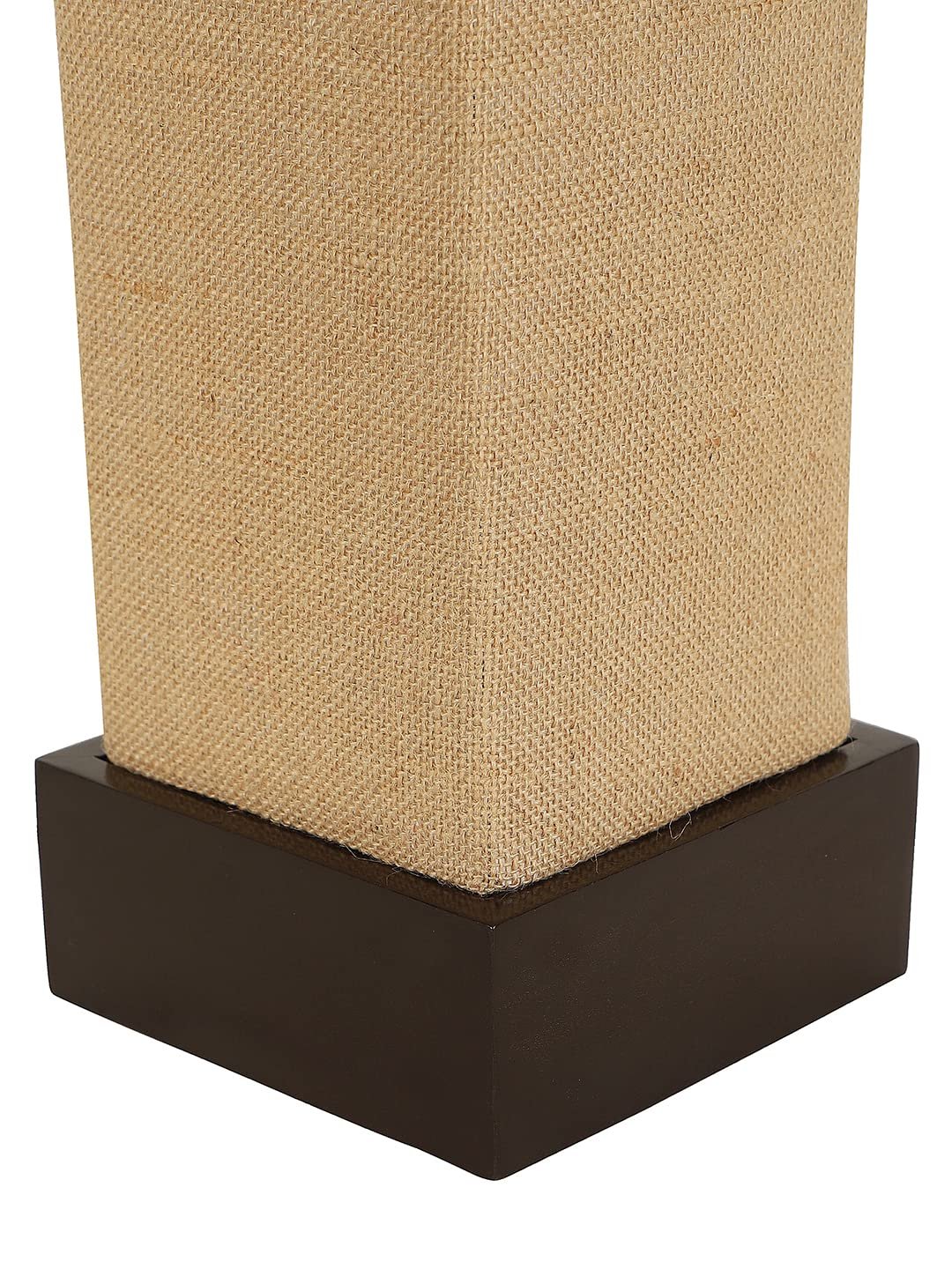 Beige Jute Table lamp with Wood Brown Base