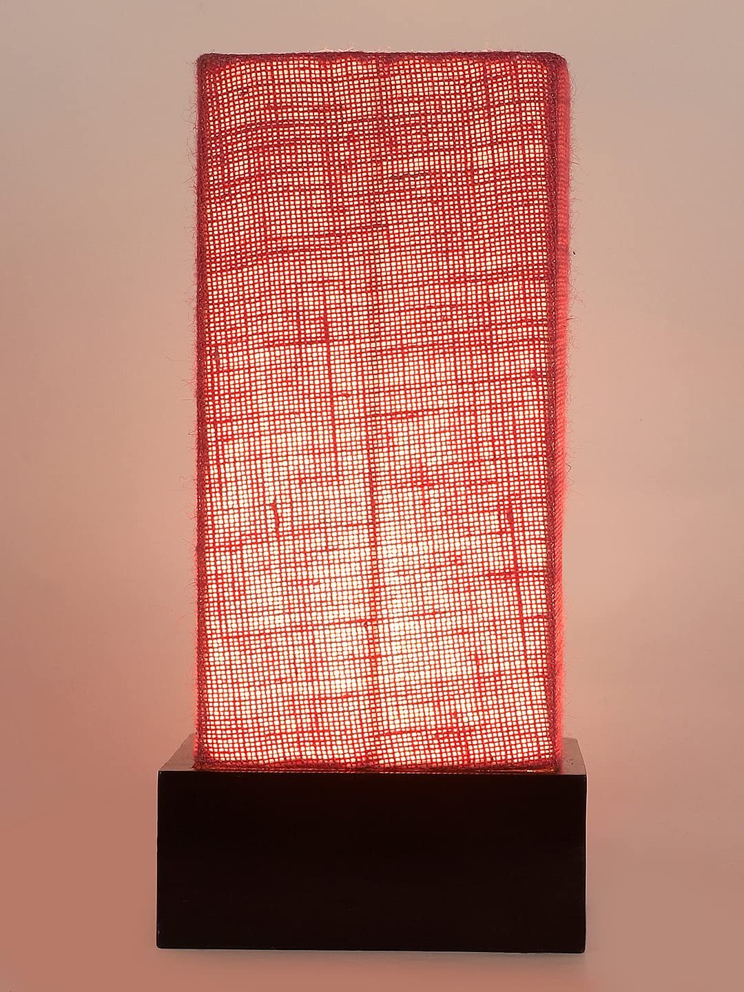 Pink Jute Table lamp with Wood Brown Base