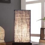 Blue Jute Table lamp with Wood Brown Base
