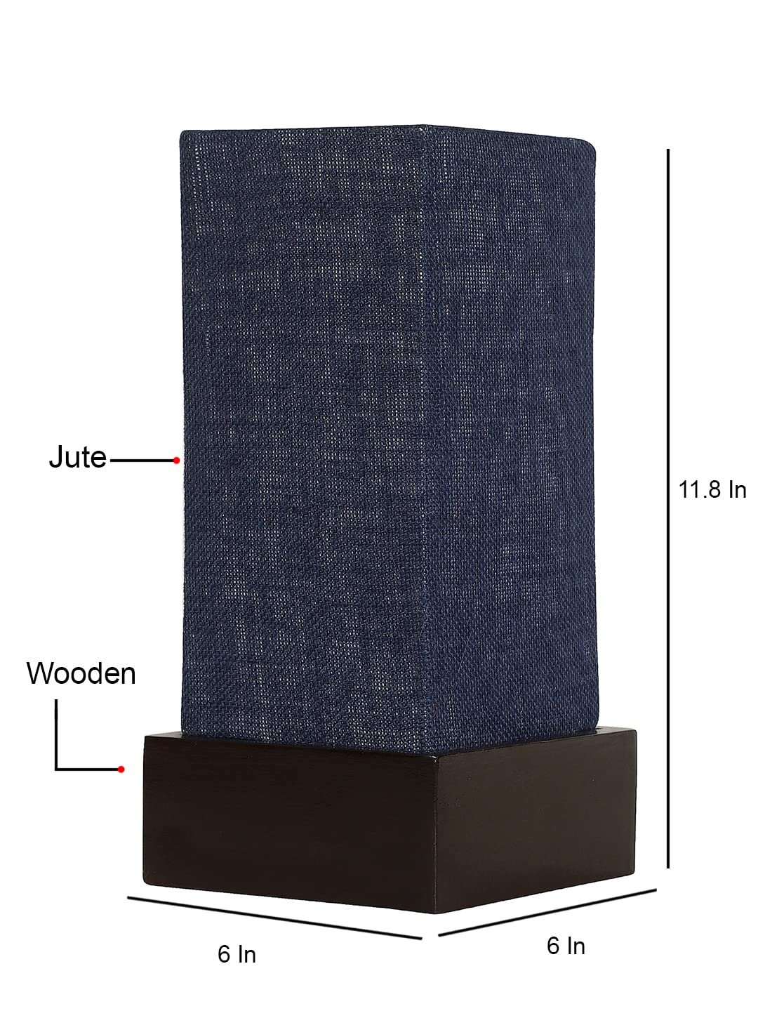 Blue Jute Table lamp with Wood Brown Base