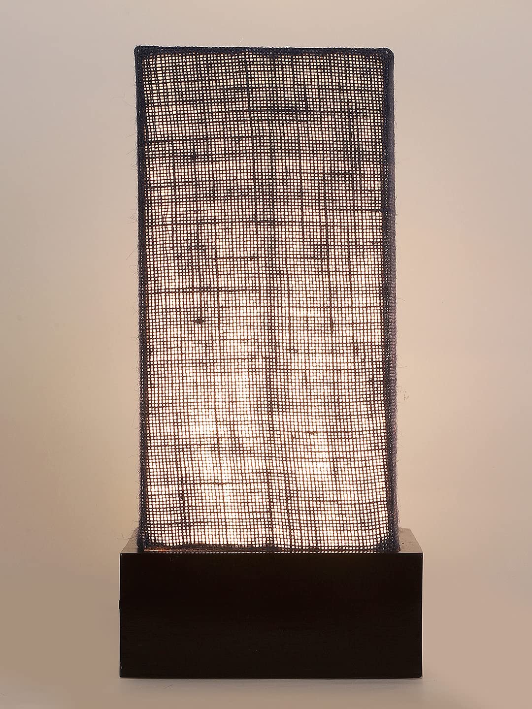 Blue Jute Table lamp with Wood Brown Base