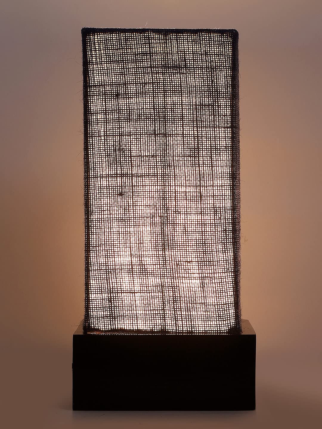 Blue Jute Table lamp with Wood Brown Base
