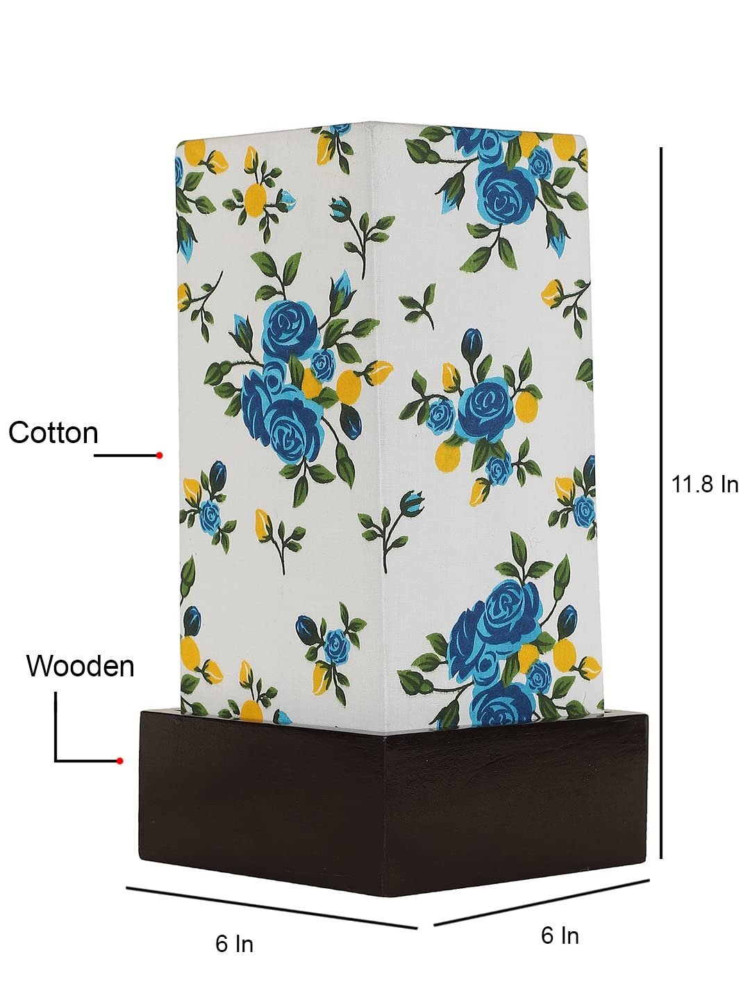 Multicolor Cotton Table lamp with Wood Brown Base