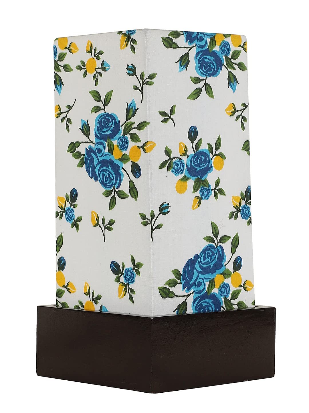 Multicolor Cotton Table lamp with Wood Brown Base