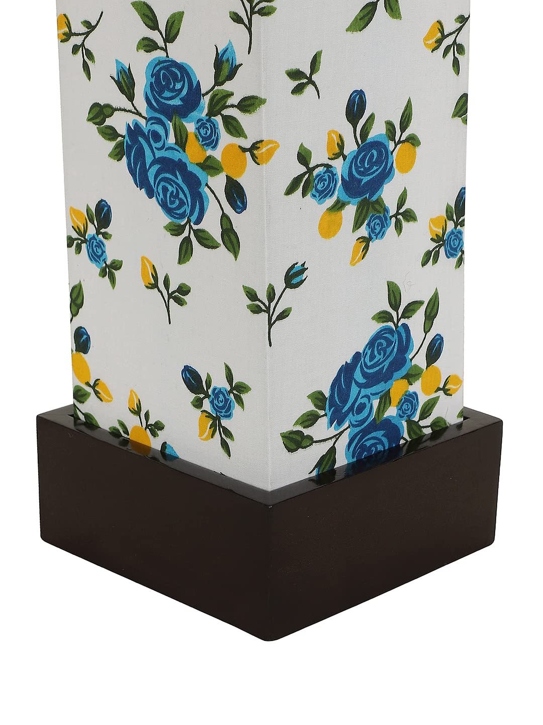 Multicolor Cotton Table lamp with Wood Brown Base