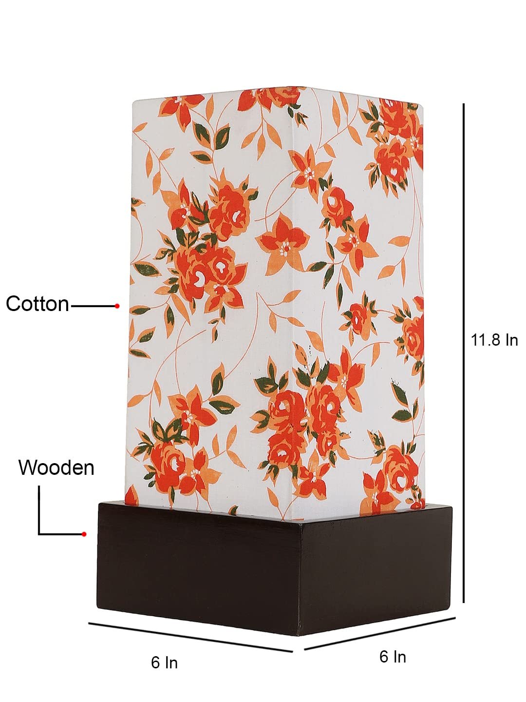 Multicolor Cotton Table lamp with Wood Brown Base