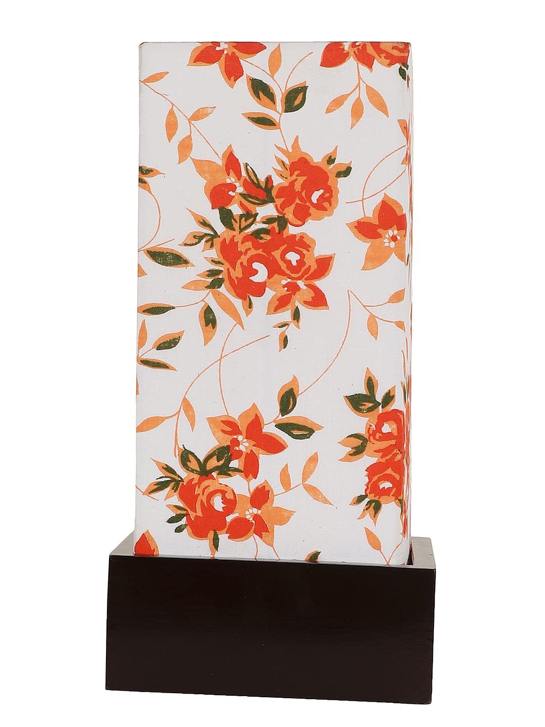 Multicolor Cotton Table lamp with Wood Brown Base