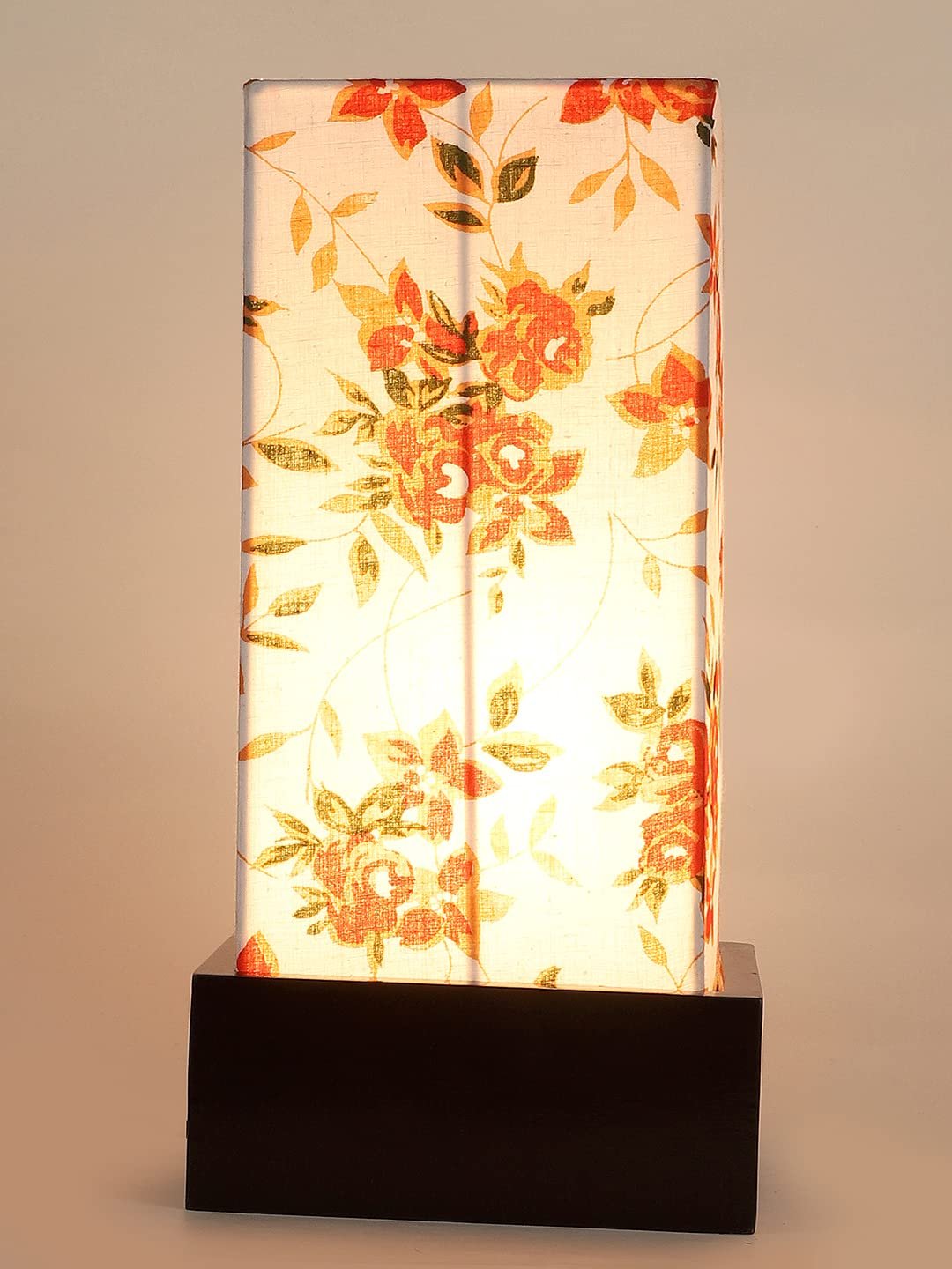 Multicolor Cotton Table lamp with Wood Brown Base
