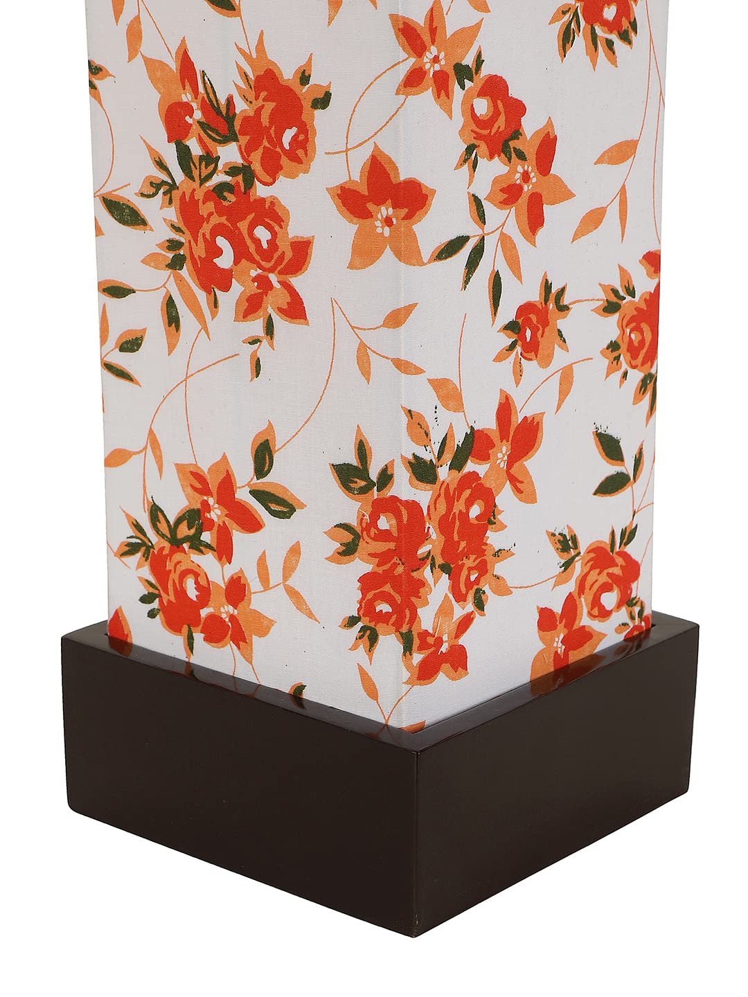 Multicolor Cotton Table lamp with Wood Brown Base