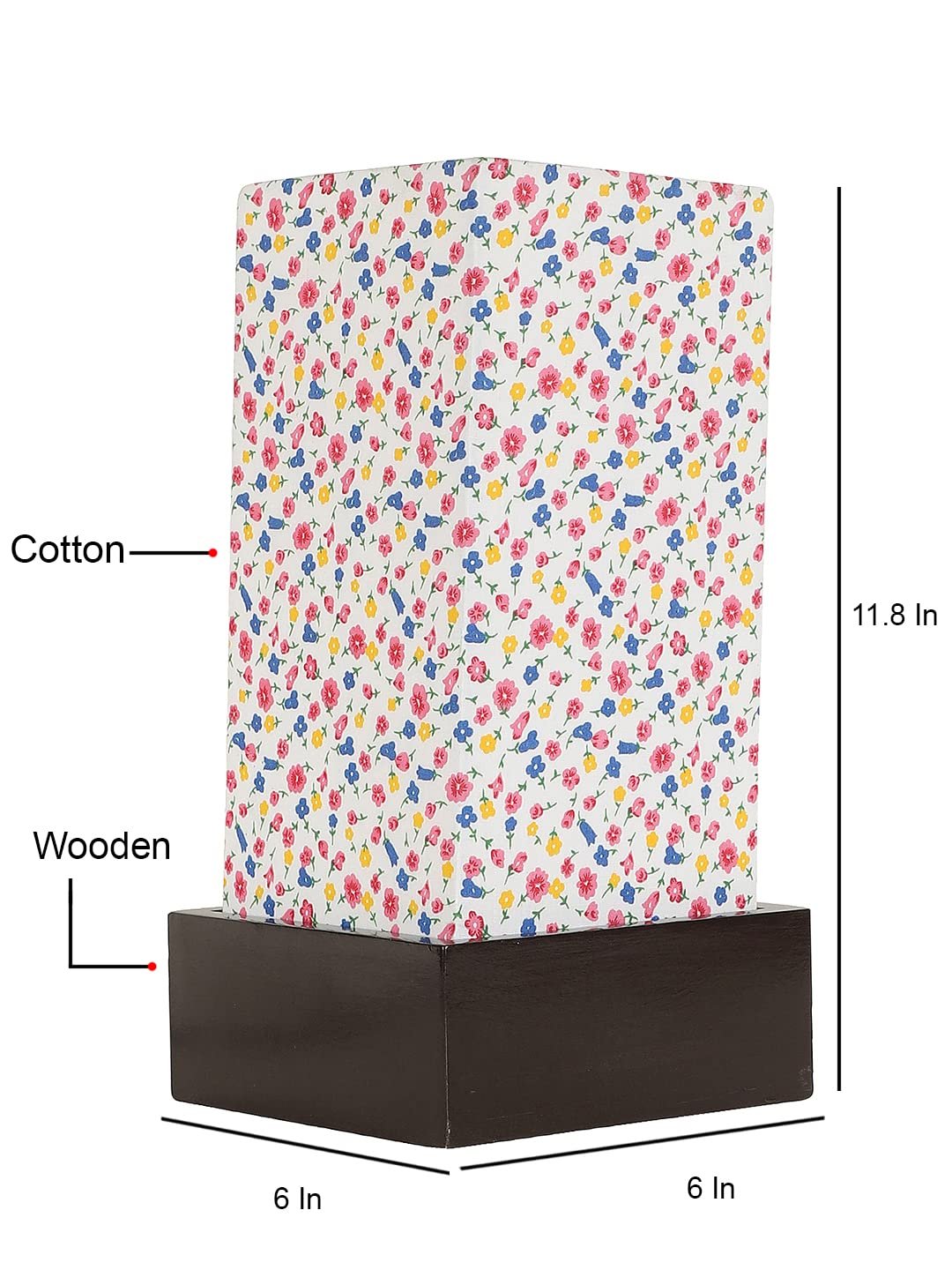 Multicolor Cotton Table lamp with Wood Brown Base