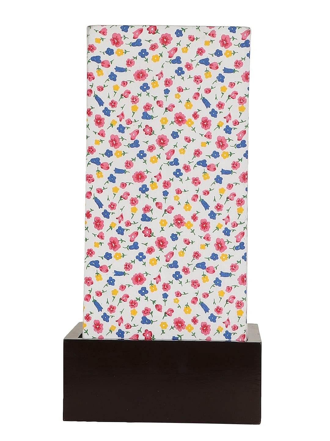 Multicolor Cotton Table lamp with Wood Brown Base