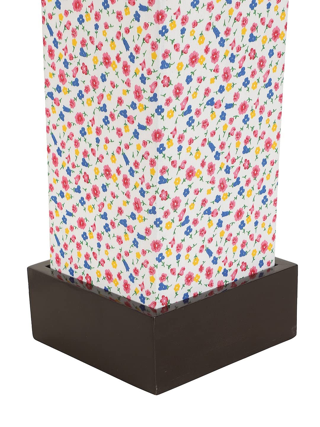 Multicolor Cotton Table lamp with Wood Brown Base