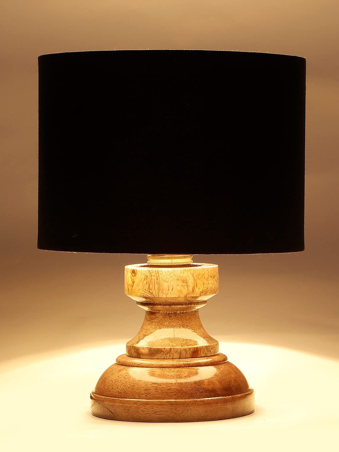 Wood Table lamp with Black Cotton Shade