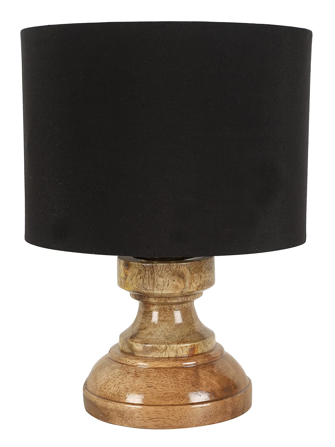 Wood Table lamp with Black Cotton Shade