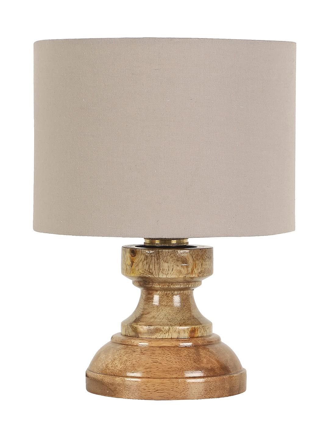 Wood Table lamp with Grey Cotton Shade
