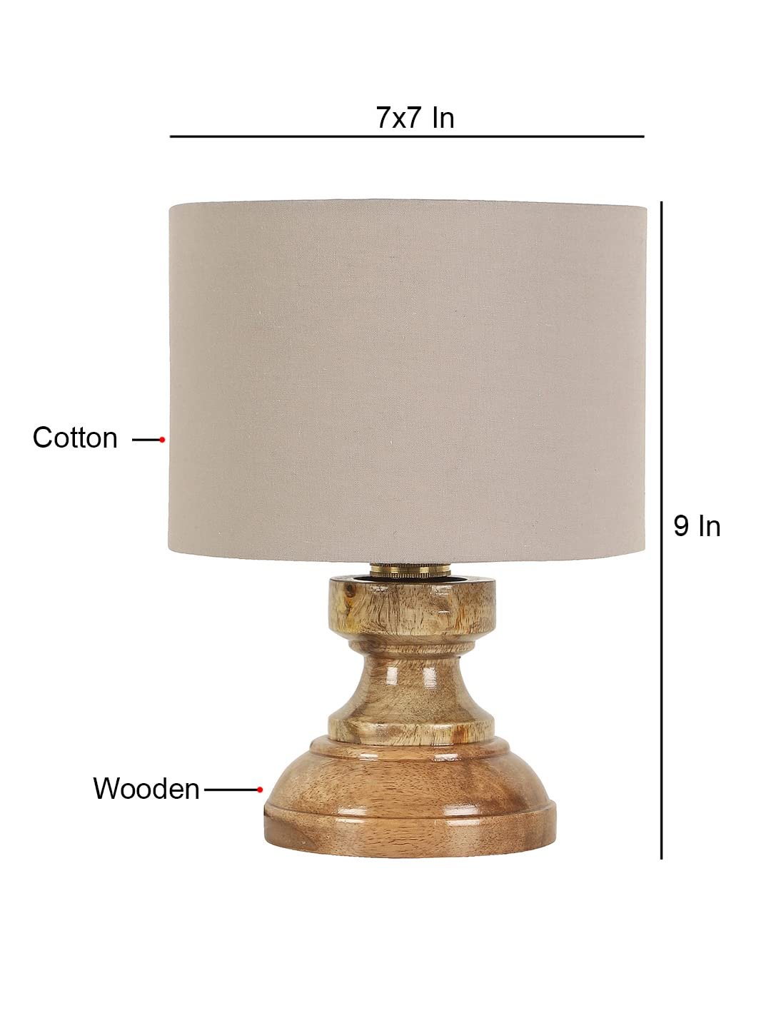 Wood Table lamp with Grey Cotton Shade