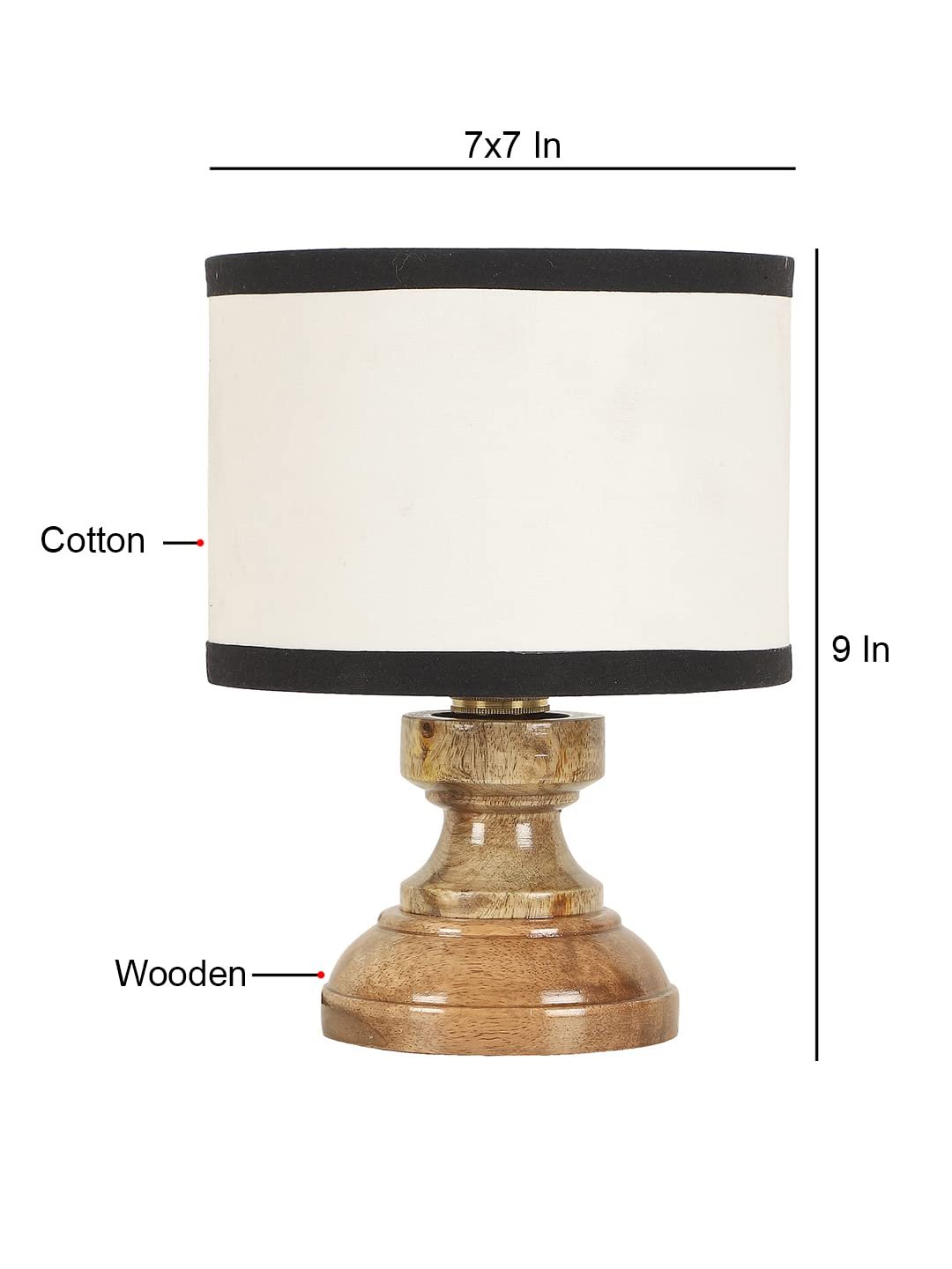 Wood Table lamp with Multicolor Cotton Shade