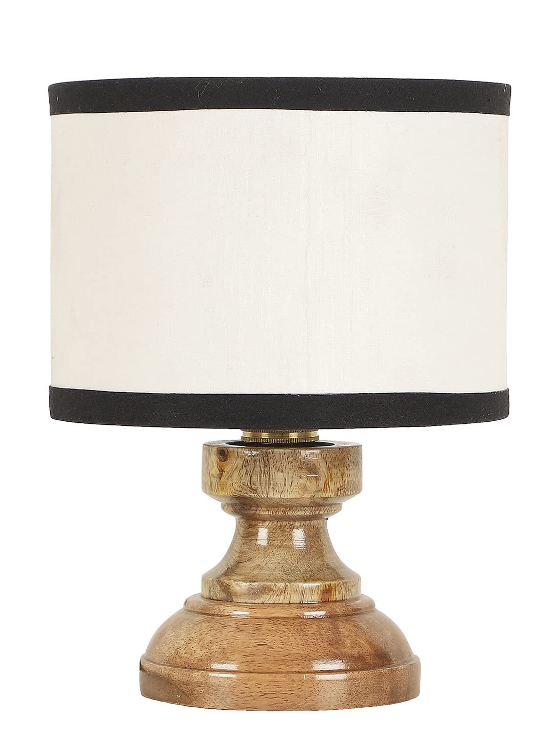 Wood Table lamp with Multicolor Cotton Shade
