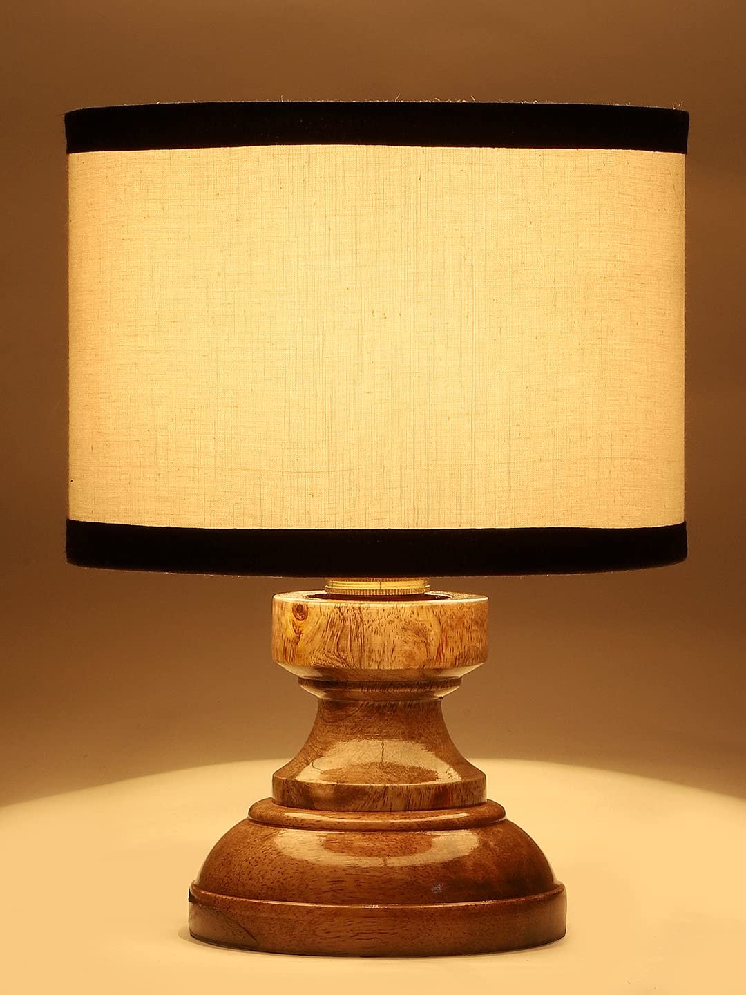 Wood Table lamp with Multicolor Cotton Shade