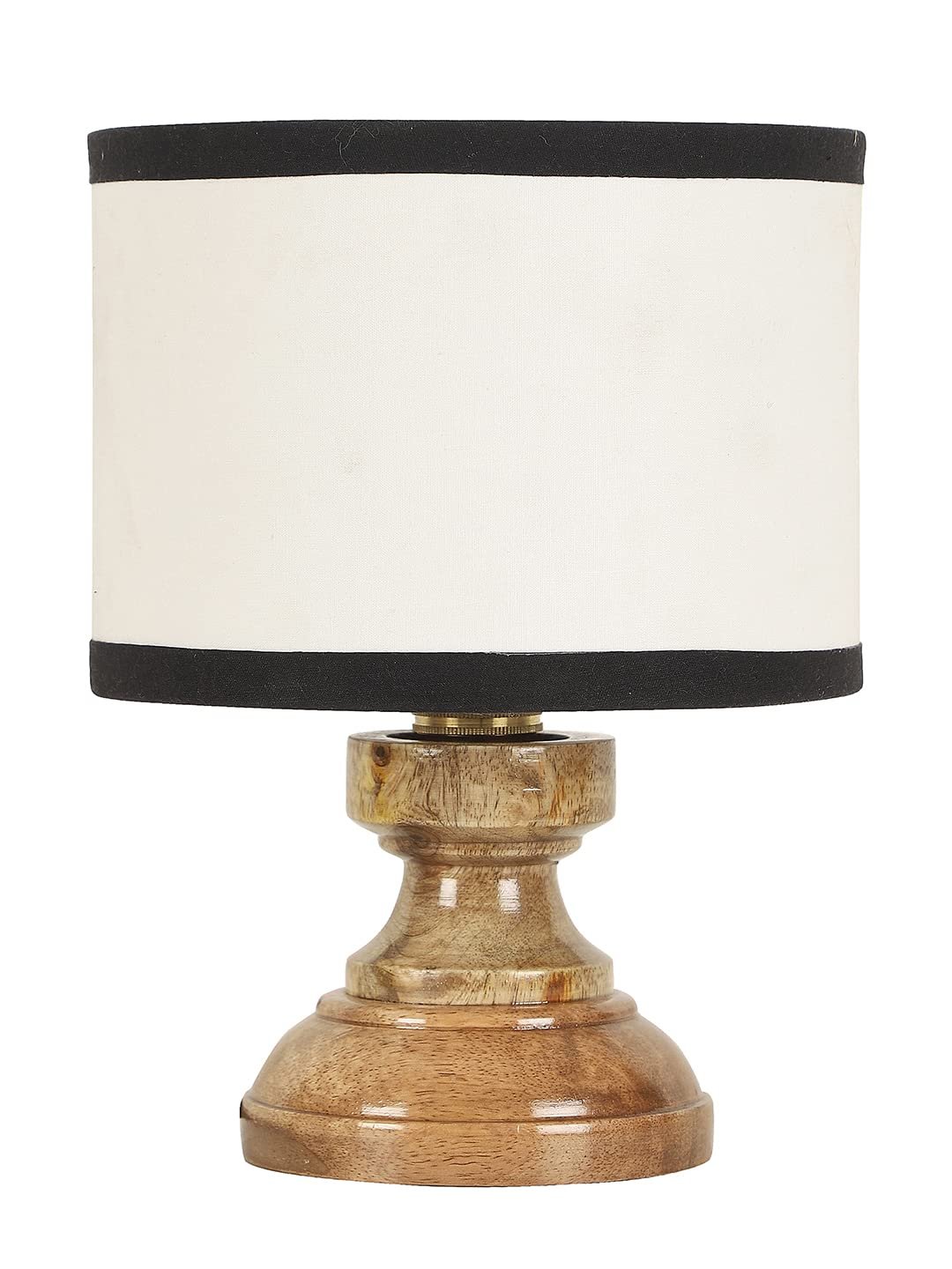 Wood Table lamp with Multicolor Cotton Shade
