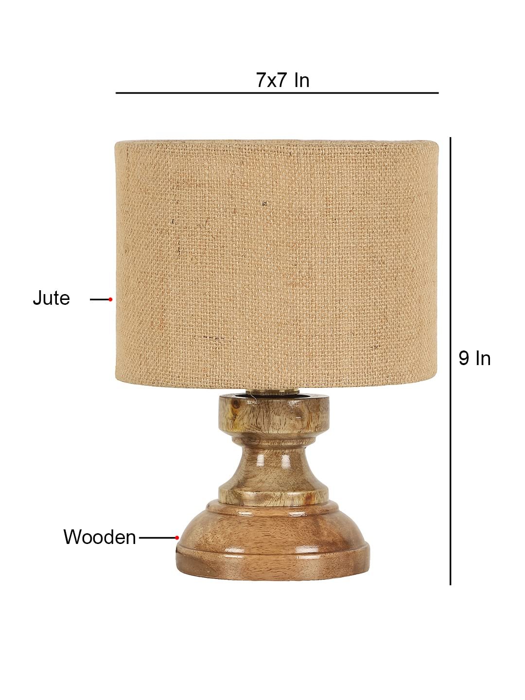 Wood Table lamp with Beige Jute Shade