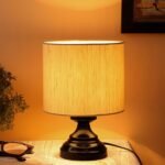Wood Table lamp with Pink Jute Shade