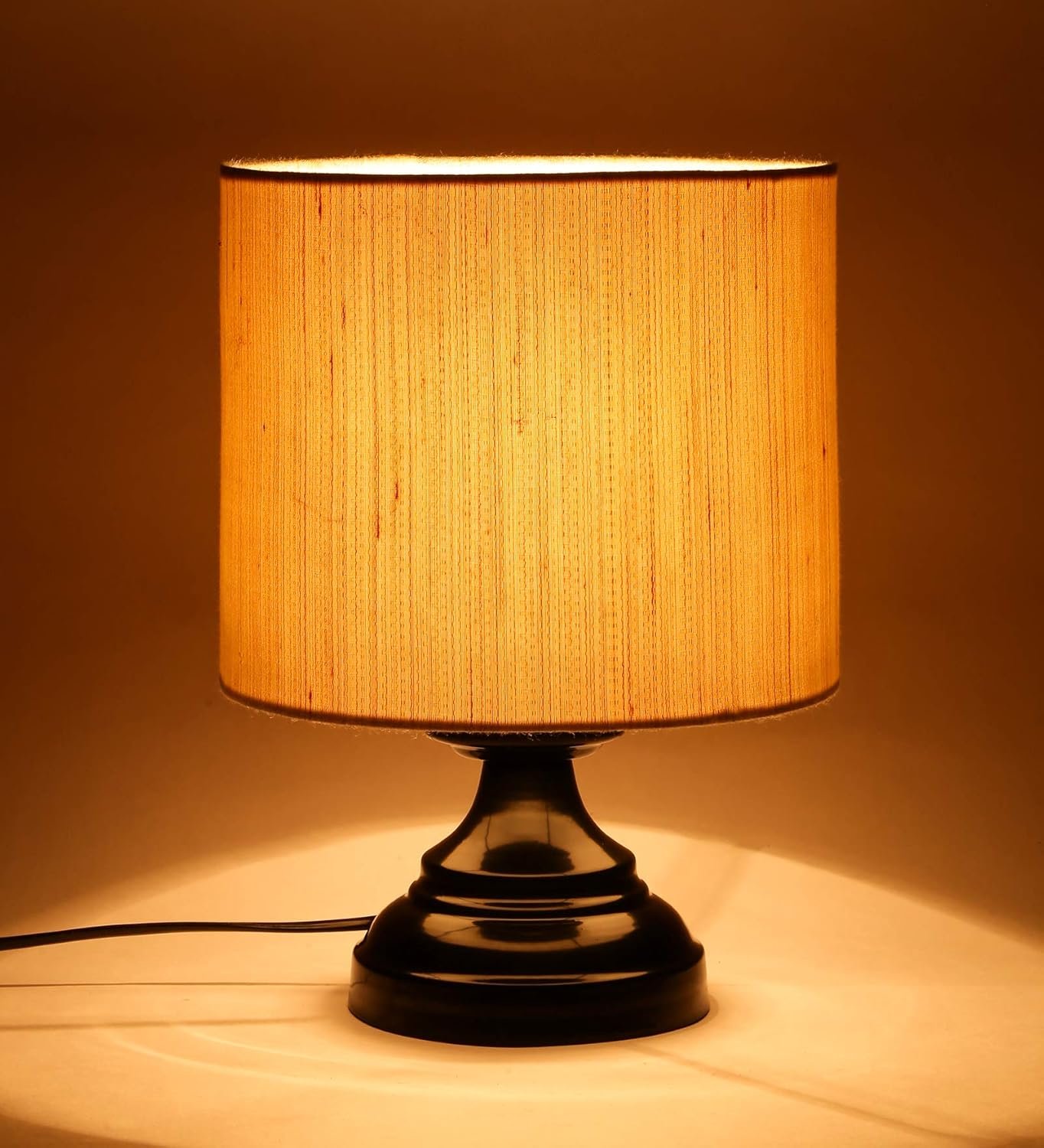 Wood Table lamp with Pink Jute Shade