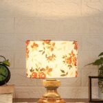 Wood Table lamp with Multicolor Cotton Shade