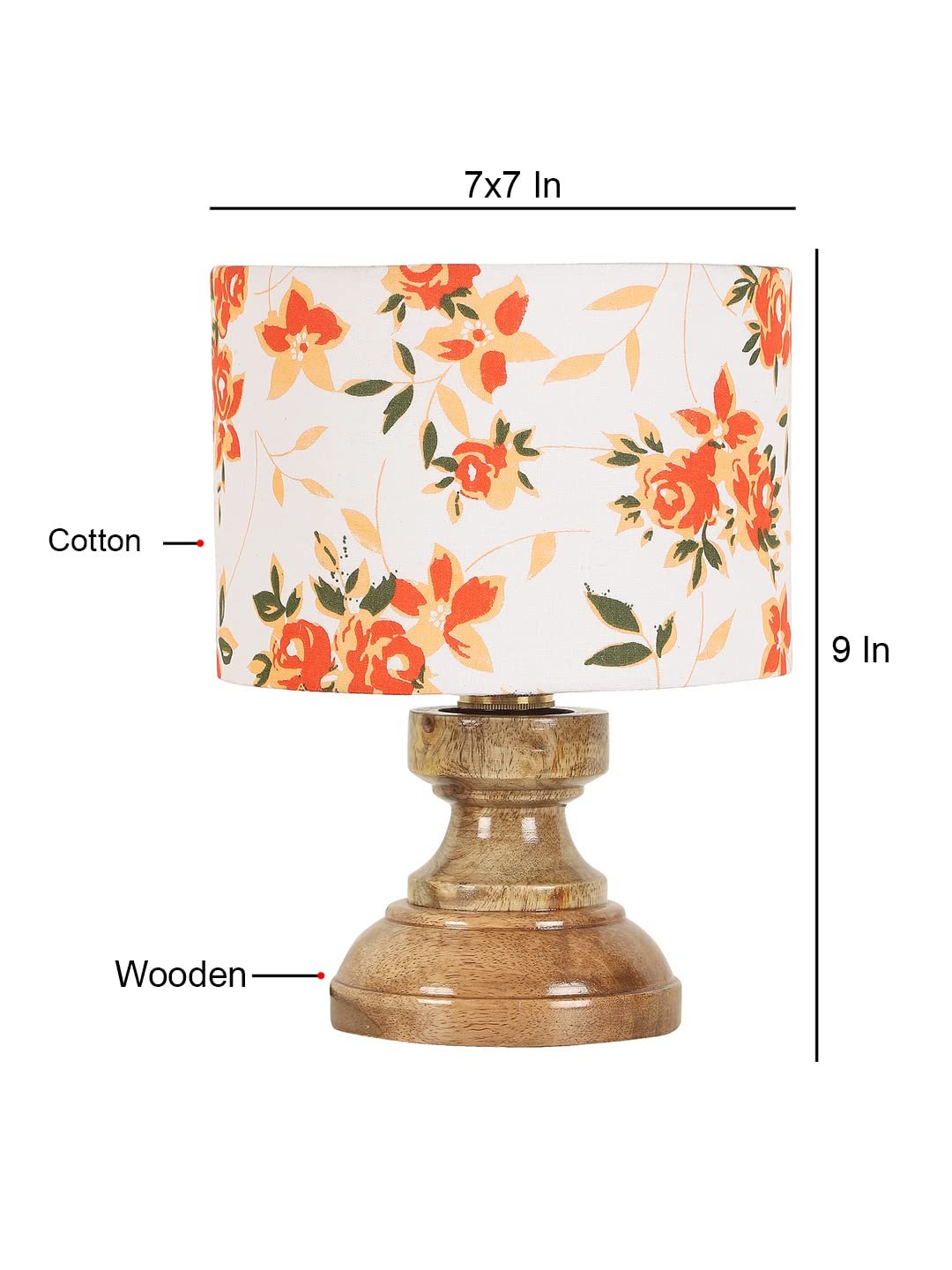Wood Table lamp with Multicolor Cotton Shade
