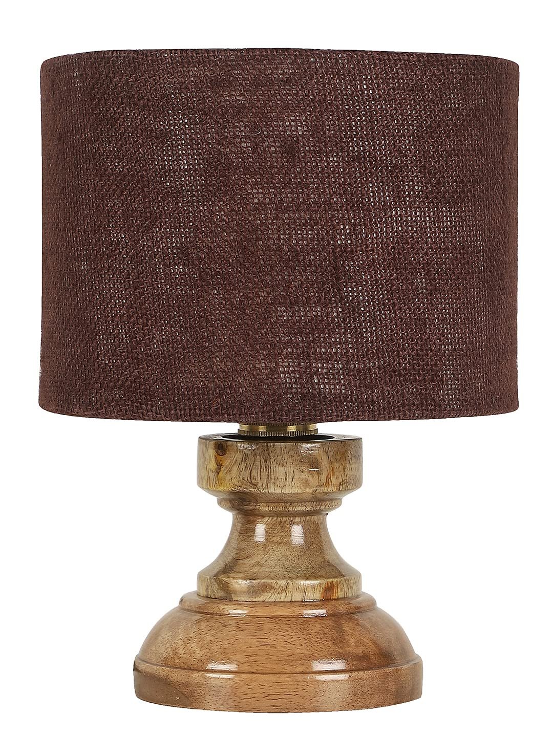 Wood Table lamp with Brown Jute Shade