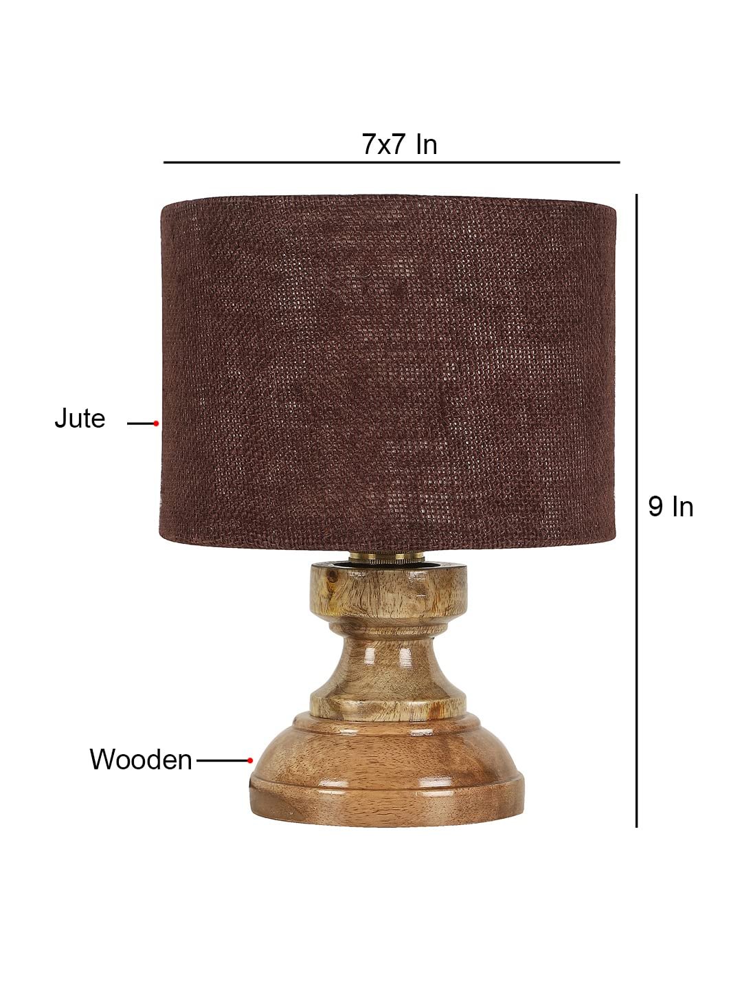 Wood Table lamp with Brown Jute Shade