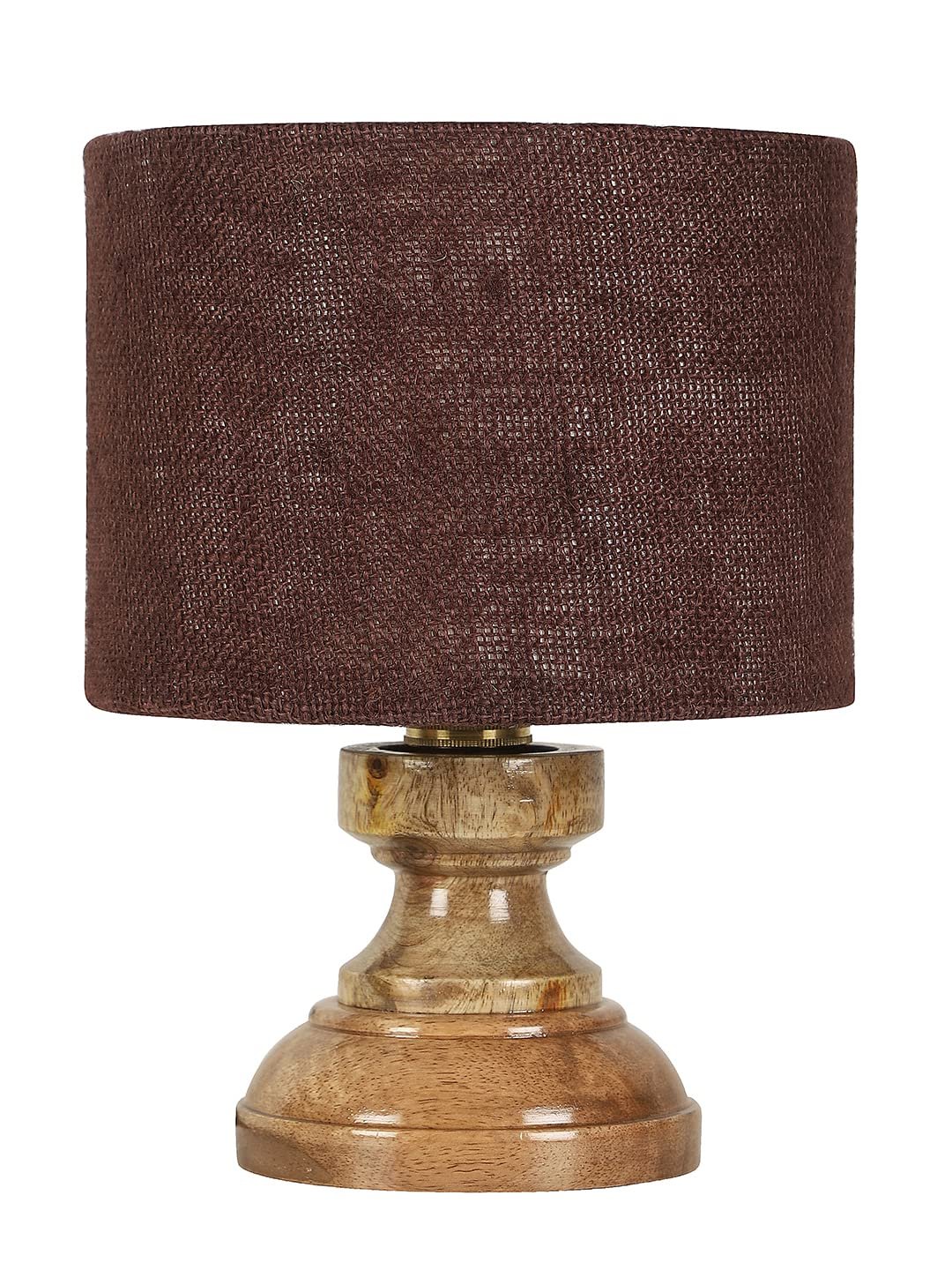 Wood Table lamp with Brown Jute Shade