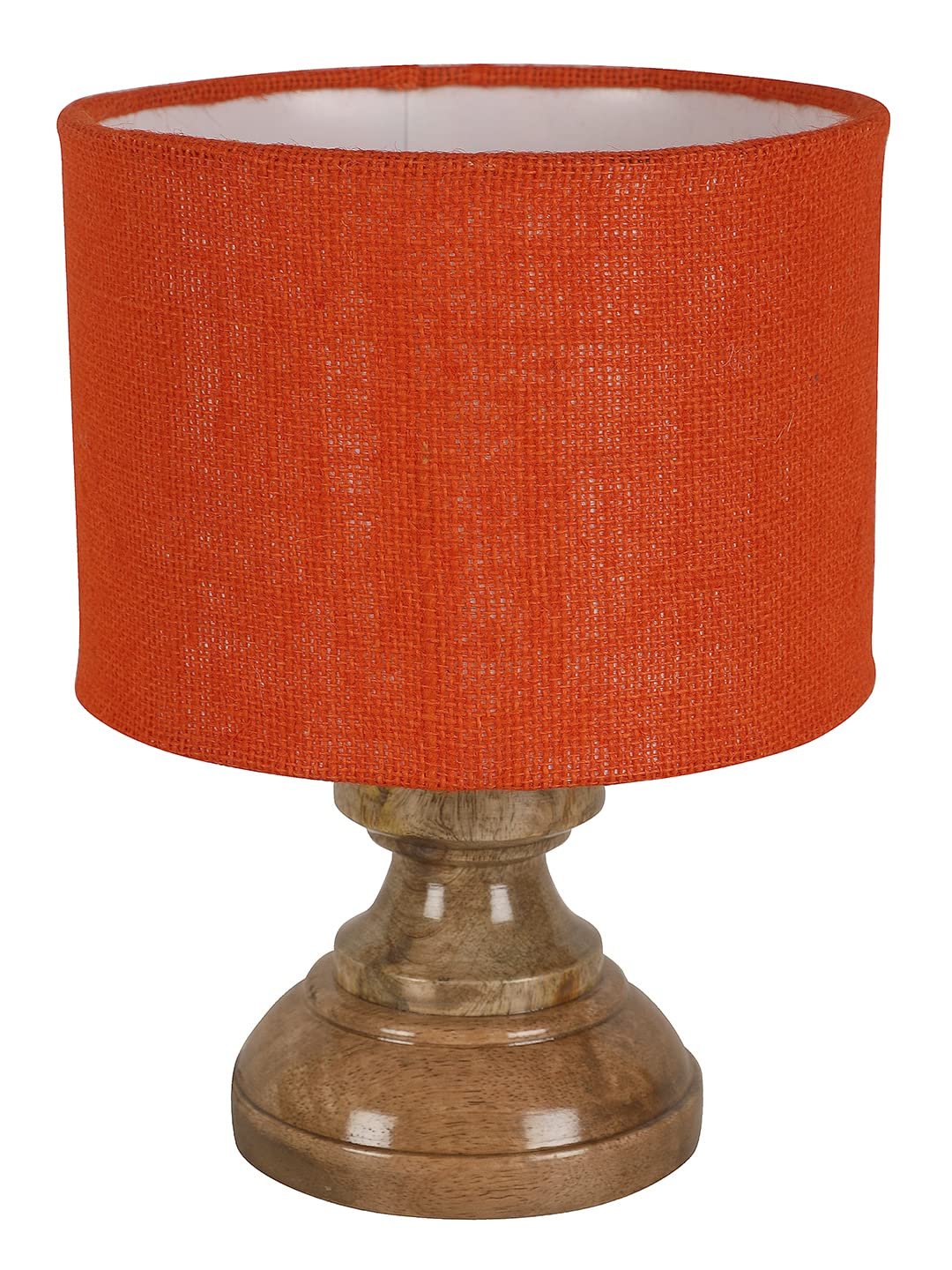 Wood Table lamp with Orange Jute Shade