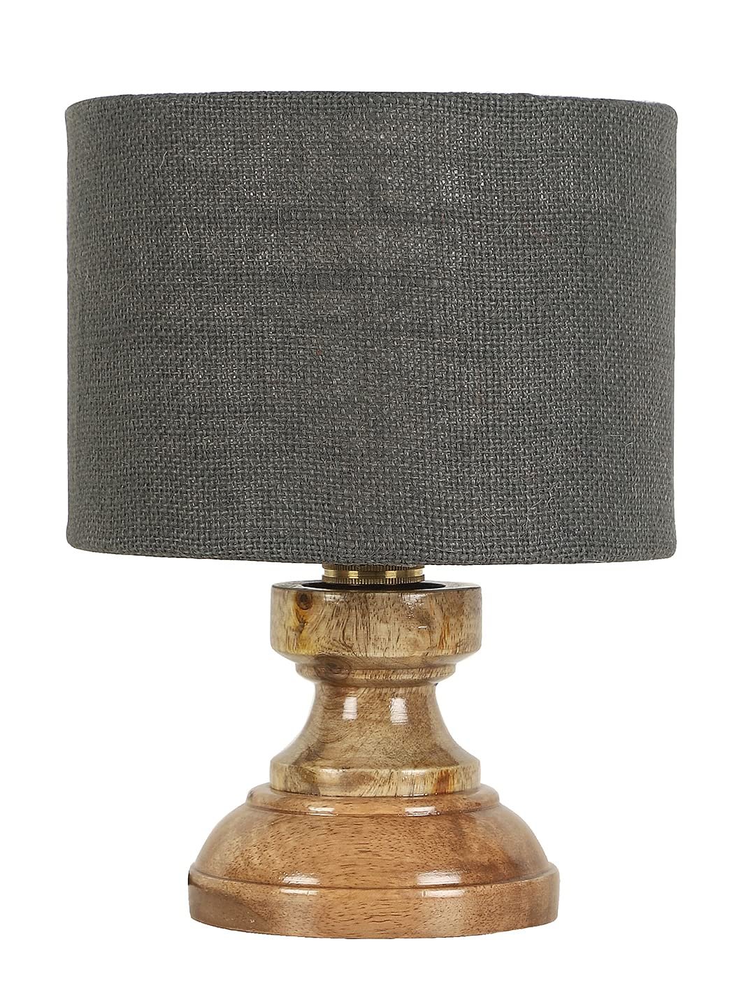 Wood Table lamp with Grey Jute Shade