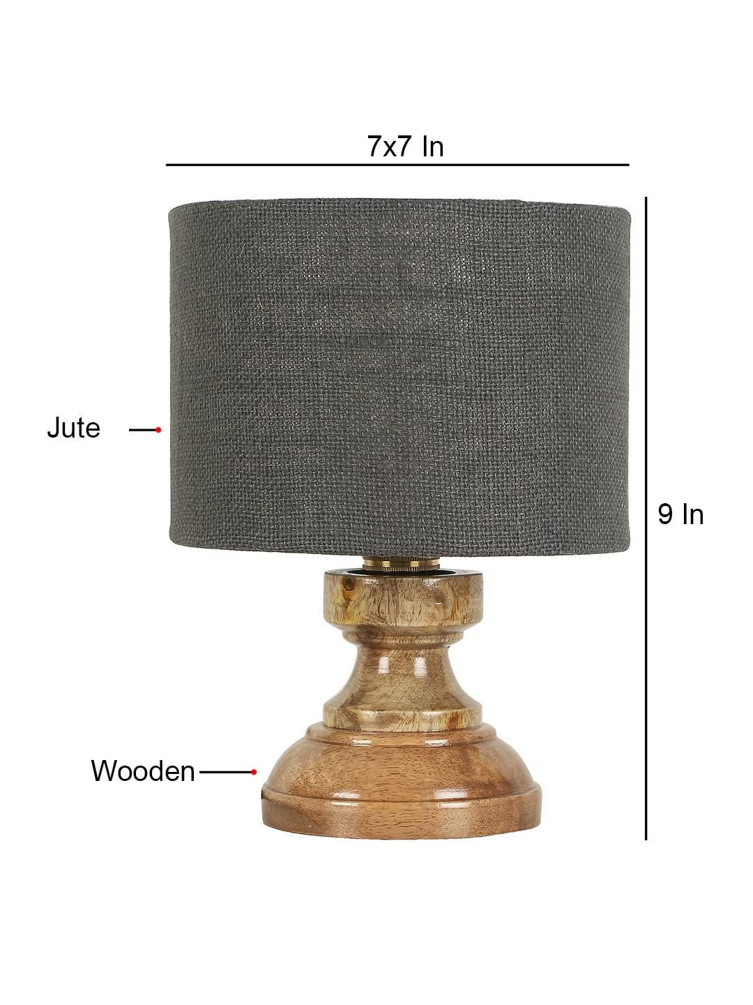Wood Table lamp with Grey Jute Shade