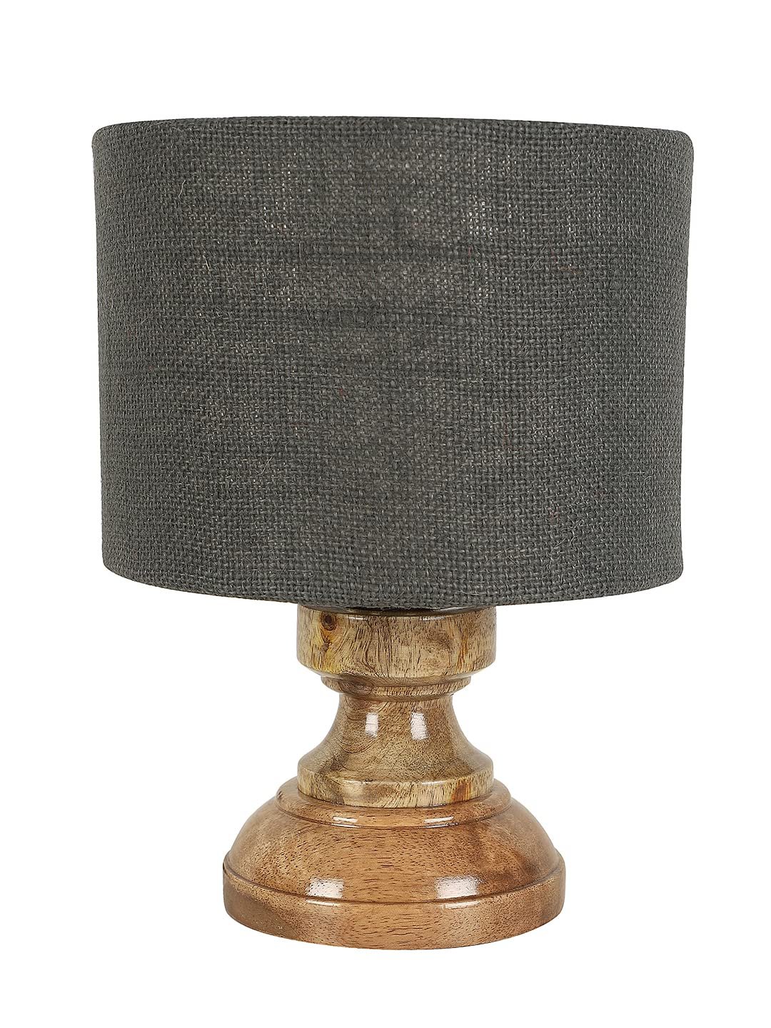 Wood Table lamp with Grey Jute Shade