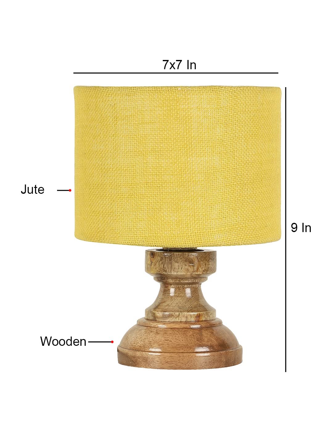 Wood Table lamp with Yellow Jute Shade