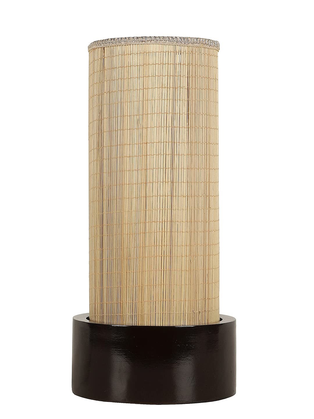 Bamboo Table lamp with Round Wood Base