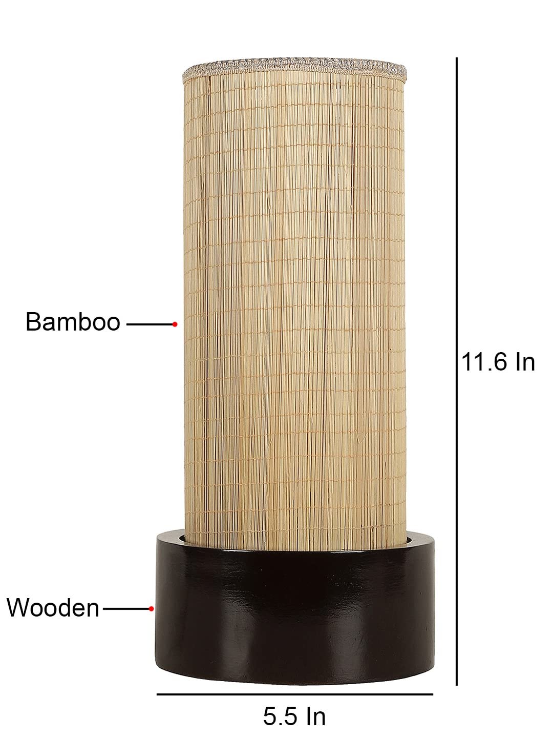 Bamboo Table lamp with Round Wood Base