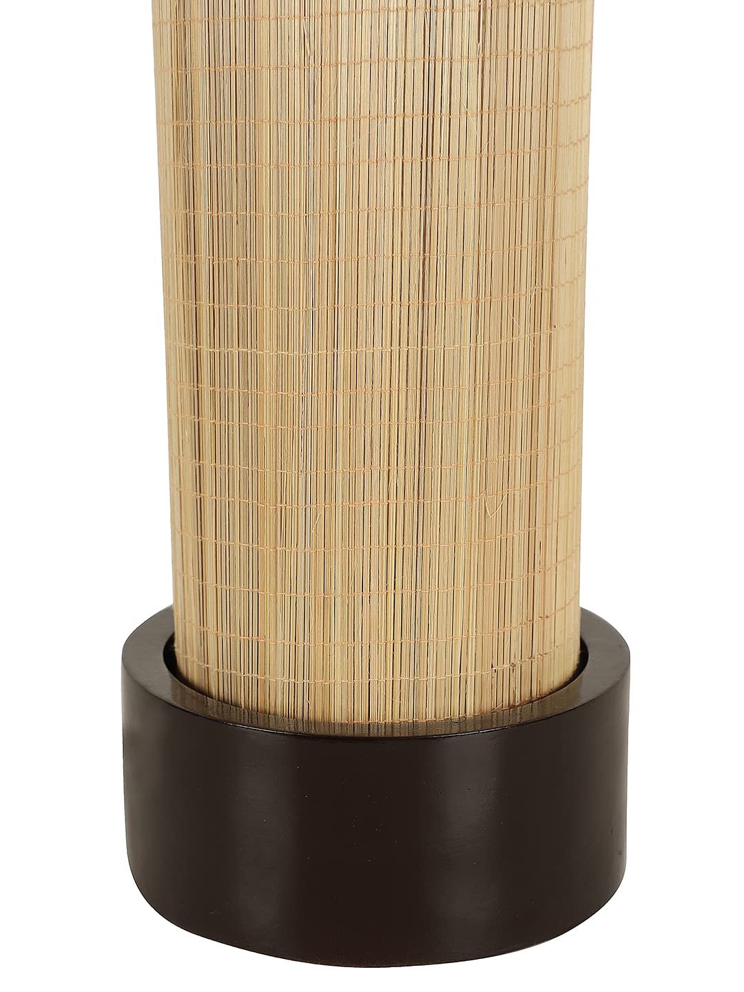 Bamboo Table lamp with Round Wood Base