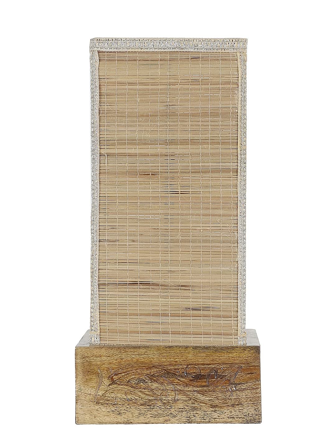 Bamboo Table lamp with Square Carving Wood Base
