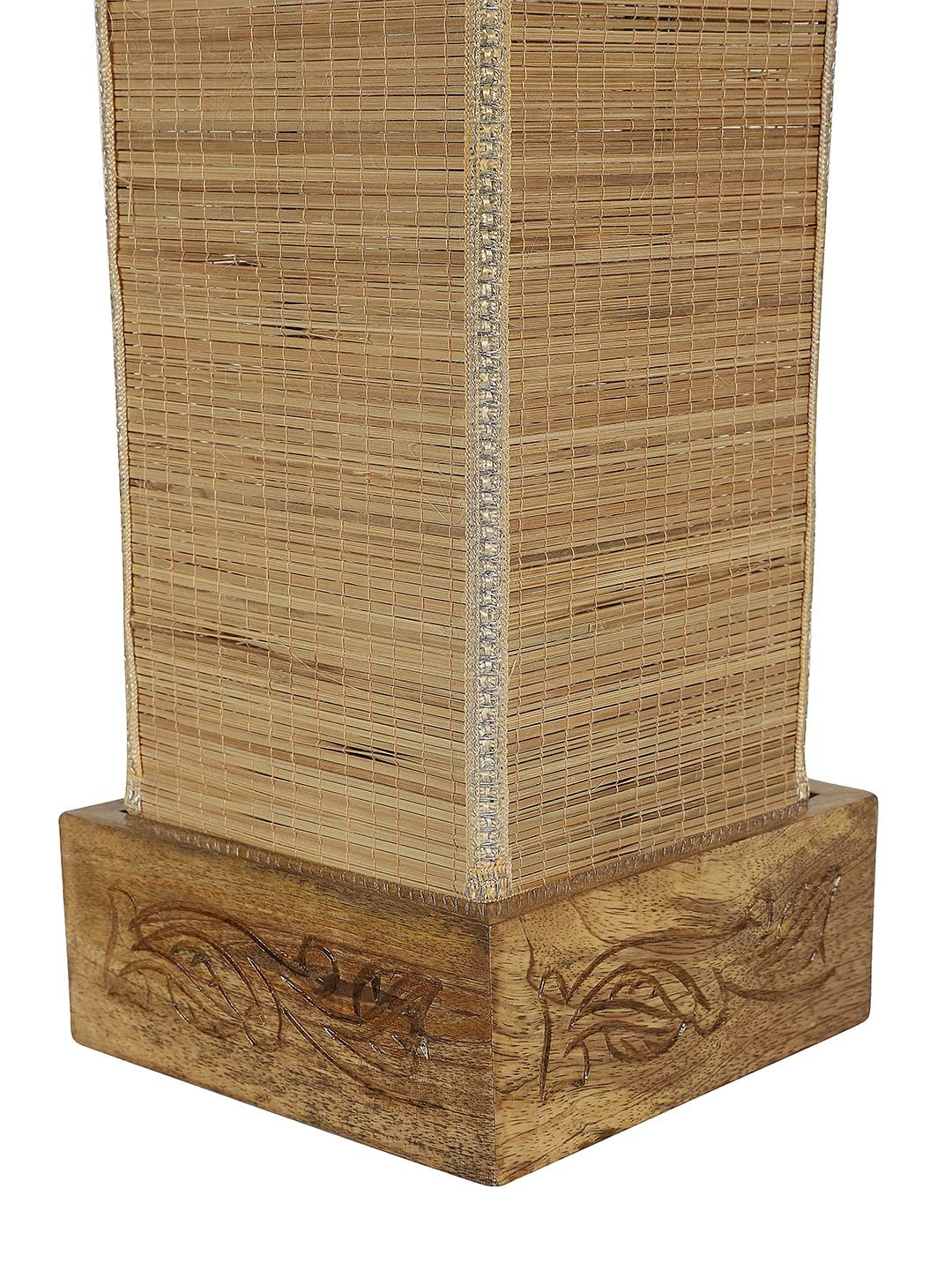 Bamboo Table lamp with Square Carving Wood Base